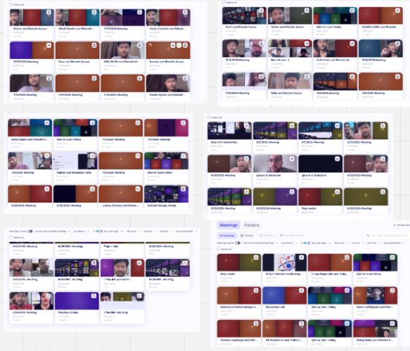 TLDV Meeting Records showing numerous calls